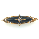 Victorian Gold Onyx And Pearl Brooch