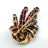 Vintage Russian 18kt gold diamond and gem stone brooch