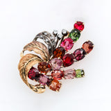 Vintage Russian 18kt gold diamond and gem stone brooch