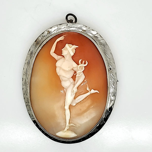 1920S 14kt White Gold Cameo Brooch/Pendant