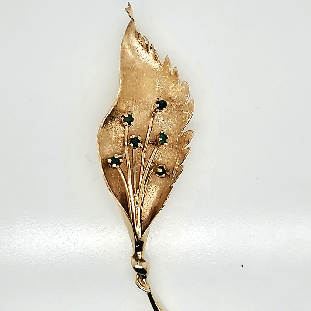 14kt Yellow Gold and Emerald Leaf Brooch