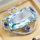 Art Deco Platinum Aquamarine sapphire and Diamond Brooch/Pendant