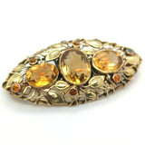 Vintage 14Kt Gold Art Nouveau Style Citrine Brooch