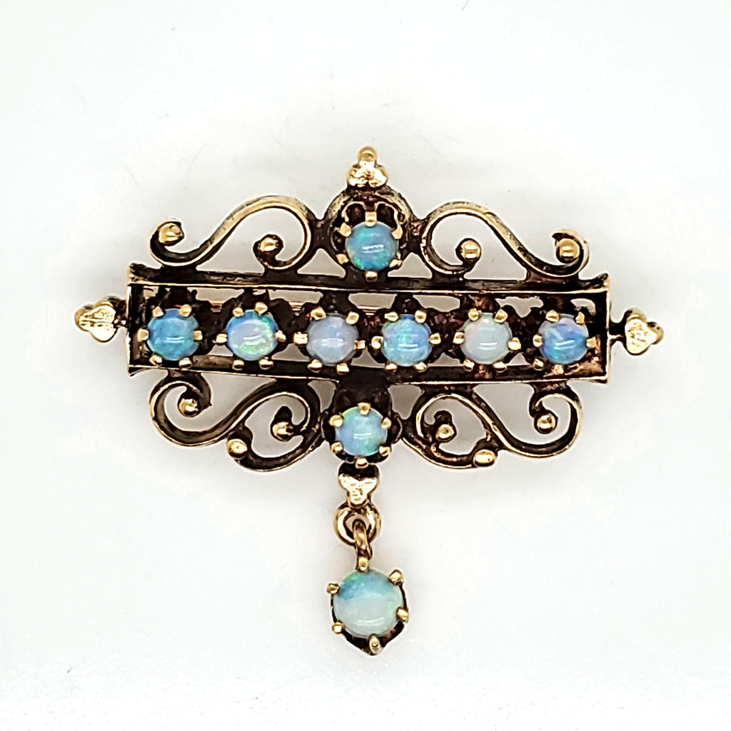 Vintage 14kt Yellow Gold Opal Brooch