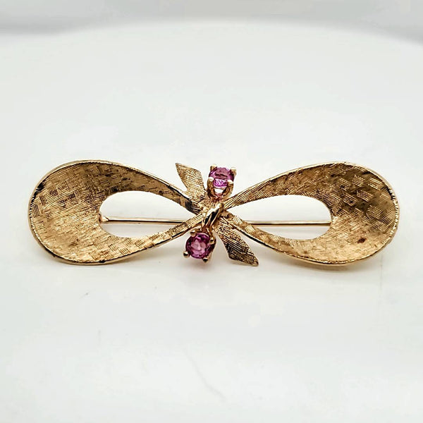 Vintage 14kt Yellow Gold and Pink Sapphire Brooch