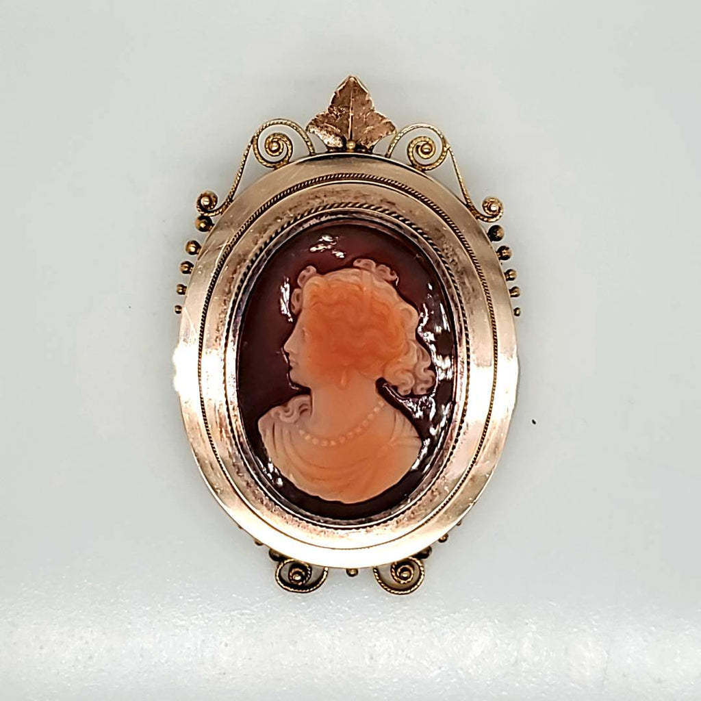 Victorian Carved Agate Cameo Set In 14Kt Rose Gold 13.3Grs