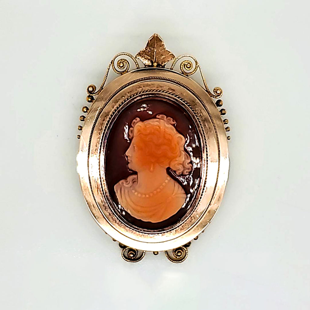 Victorian Carved Agate Cameo Set In 14Kt Rose Gold 13.3Grs