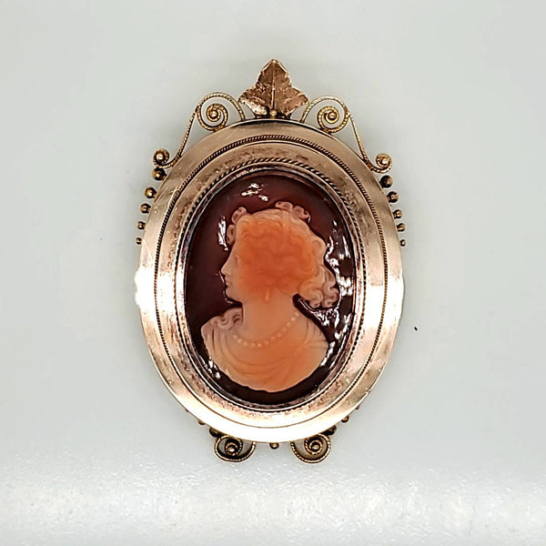 Victorian Carved Agate Cameo Set In 14Kt Rose Gold 13.3Grs