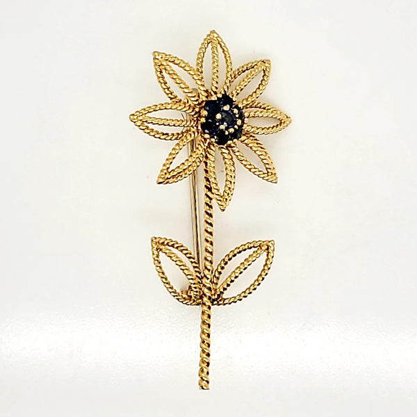 18kt Yellow Gold and Sapphire Daisy Flower Brooch