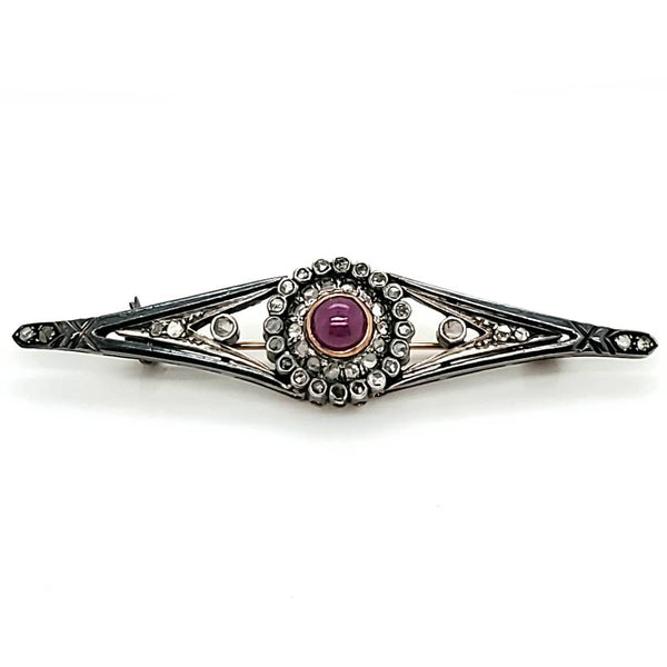 Vintage Ruby and Diamond Brooch