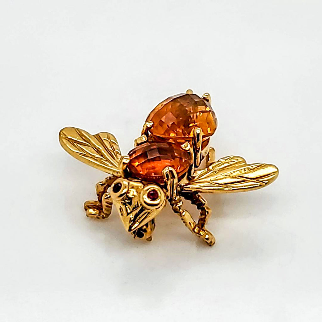 H. Rosenthal 18Kt Gold Ruby And Citrine Bee Pin