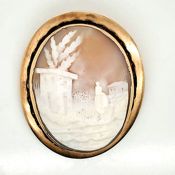 Antique Victorian 14ktyg Shell Ccameo Brooch and Pendant