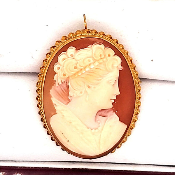 Vintage 14kt Yellow Gold Cameo Brooch/Pendant