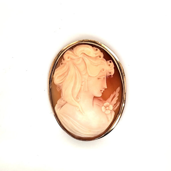 Estate Shell Cameo Brooch Pendant