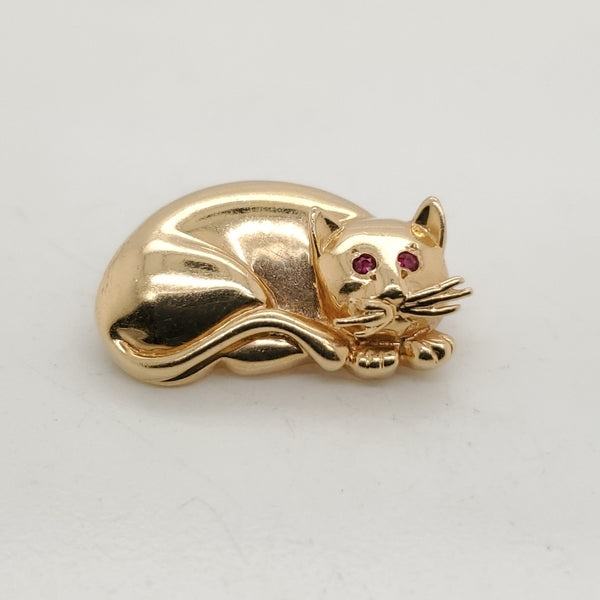 Vintage 14kt Yellow Gold Cat Brooch