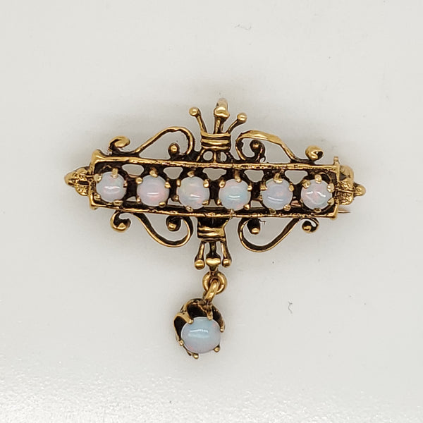 Vintage 14kt Yellow Gold Opal Brooch/Pendant