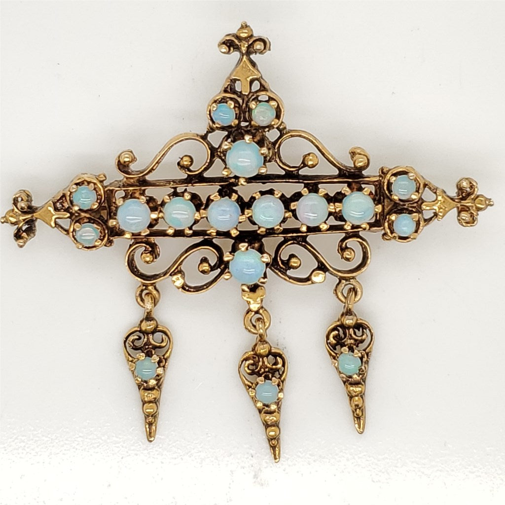Vintage 14kt Yellow Gold Opal Brooch/Pendant