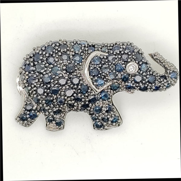 18kt Blackened Gold and Sapphire Elephant Brooch