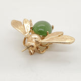 Vintage 14Kt Yellow Gold Jade Bee Brooch