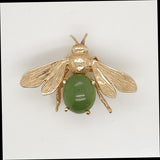 Vintage 14Kt Yellow Gold Jade Bee Brooch