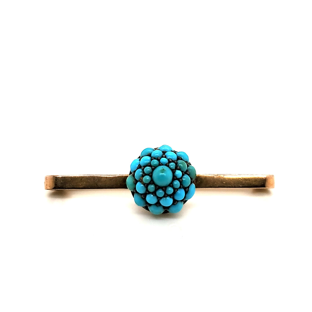 Antique Victorian 9kt Yellow Gold Turquoise Pin
