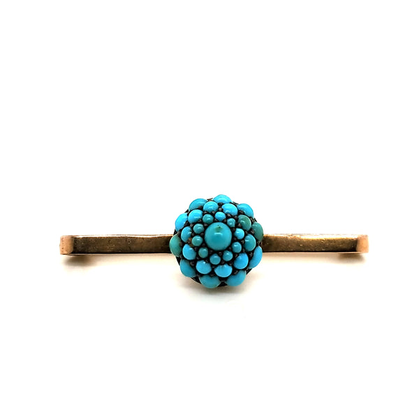 Antique Victorian 9kt Yellow Gold Turquoise Pin