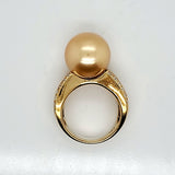 18kt yellow Gold Golden Tahitian Pearl and Diamond Ring