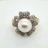 18kt Yellow Gold South Seas Pearl and Diamond Ring