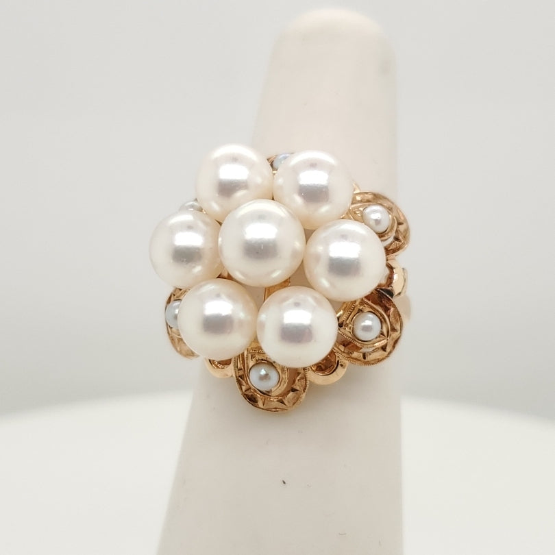 Vintage 14kt Yellow Gold Pearl Ring