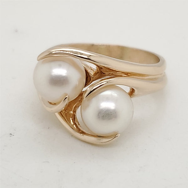 14kt Yellow Gold Two Pearl Ring