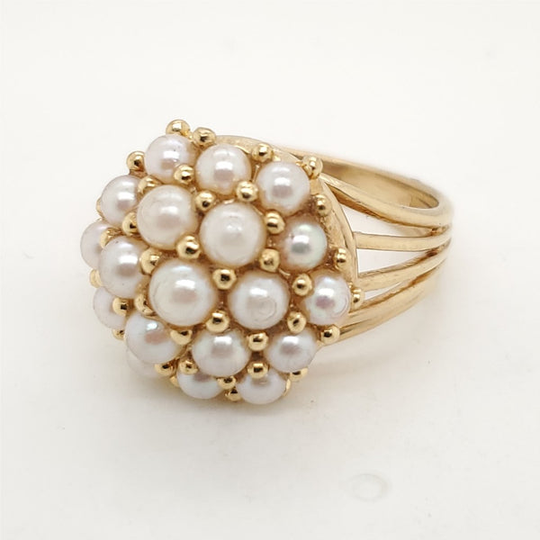 18kt Yellow Gold Cultured Akoya Pearl  Ring