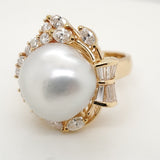 18kt Yellow Gold South Seas Pearl and Diamond Ring