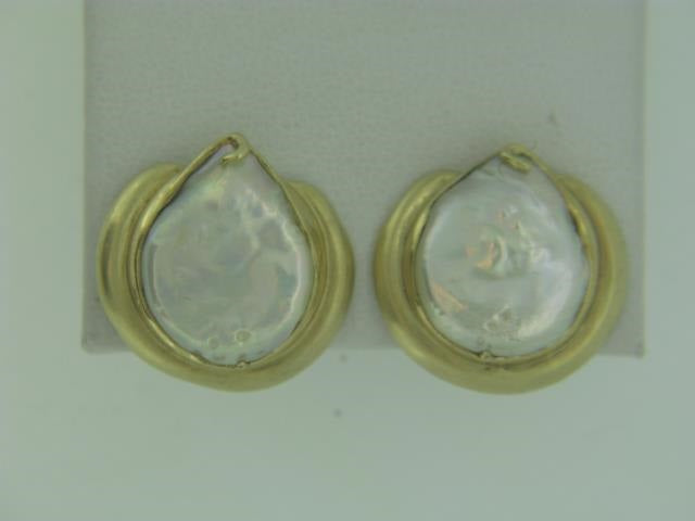 14Kt Gold Blister Pearl Earrings