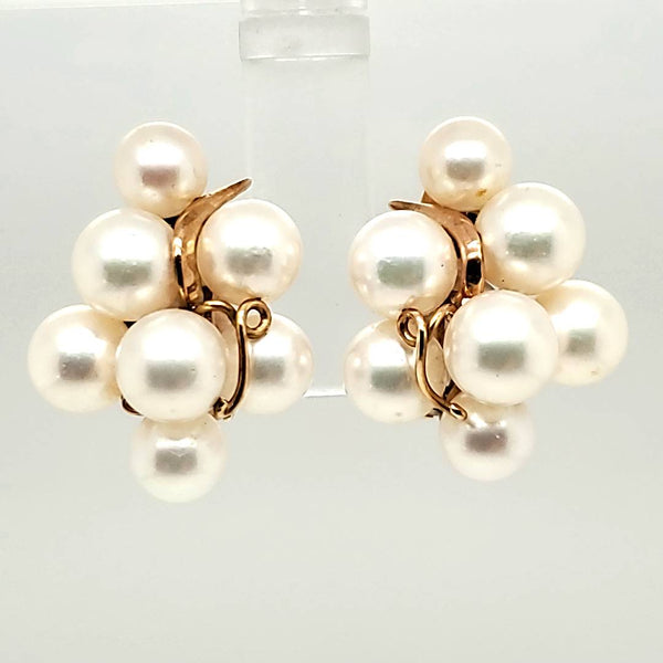 14kt Yellow Gold Clip On Pearl Earrings