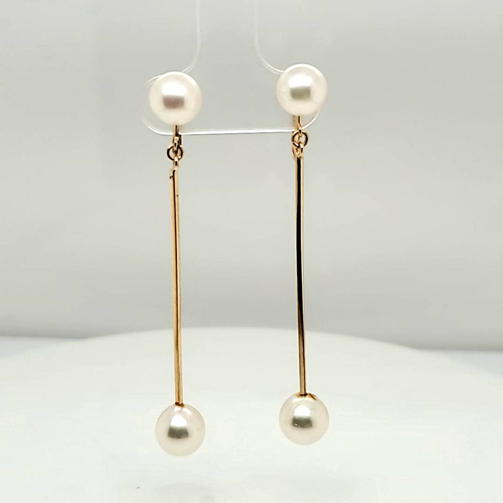 Vintage 18kt Yellow Gold Double Pearl Earrings