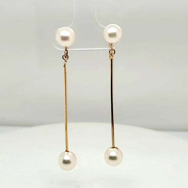 Vintage 18kt Yellow Gold Double Pearl Earrings