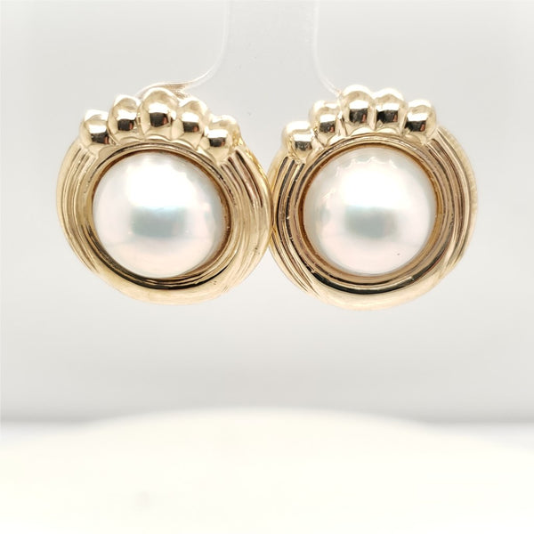 14Kt Gold Mobe Pearl Earrings