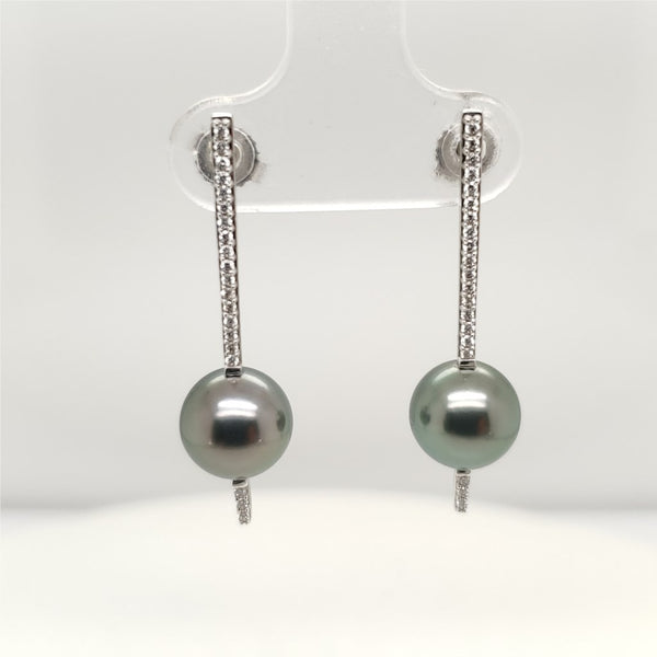 Mastoloni 14kt white gold Tahitian Pearl and Diamond Earrings