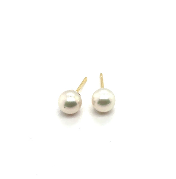14kt Yellow Gold Pearl Studs.