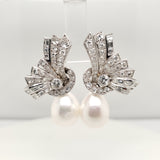 Vintage Platinum Diamond and Pearl Earrings