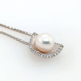 18Kt.W.G 16inch -8Mm Pearl .24 Ct Dias