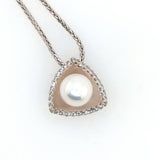 18Kt.W.G 16inch -8Mm Pearl .24 Ct Dias