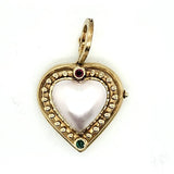 14Kt Yellow Gold Mobe Pearl, Emerald And Diamond Necklace Pendant Locket