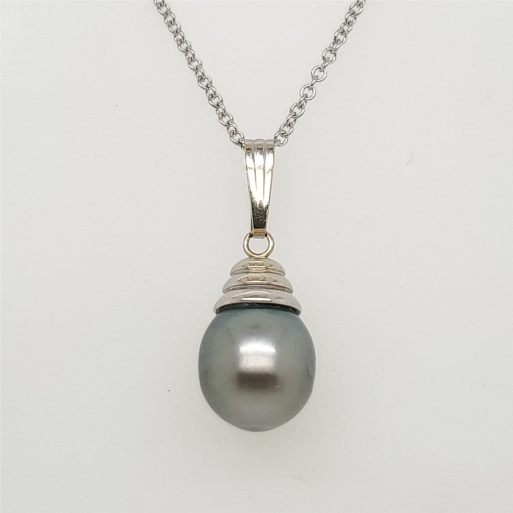 14kt White Gold Tahitian Pearl Pendant Necklace
