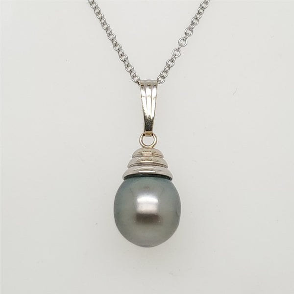 14kt White Gold Tahitian Pearl Pendant Necklace