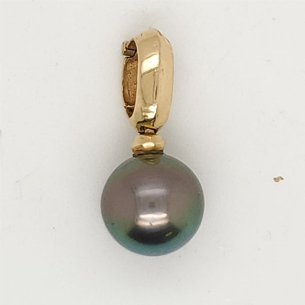 14kt Yellow Gold Tahitian Pearl and Diamond Pendant Necklace
