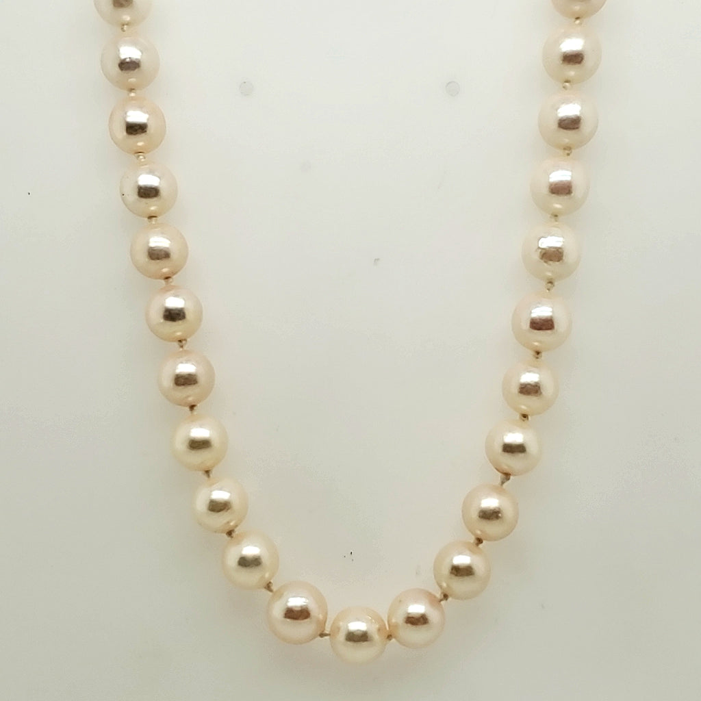 20"" long 7x6.5mm cultured Akoya pearl necklace