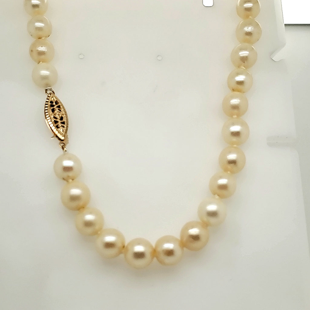 14"" long 8x7.5mm Cultured Akoya Pearl Choker Necklace