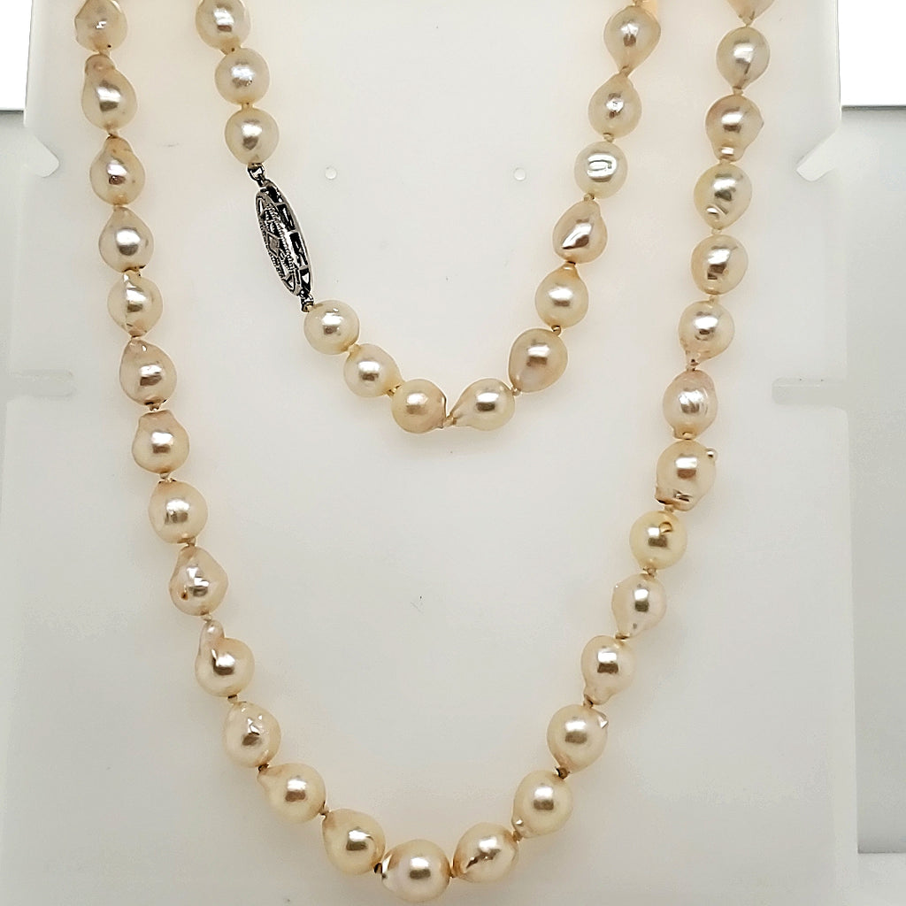 44"" Strand 7.5x7mm Baroque Akoya Pearl Necklace