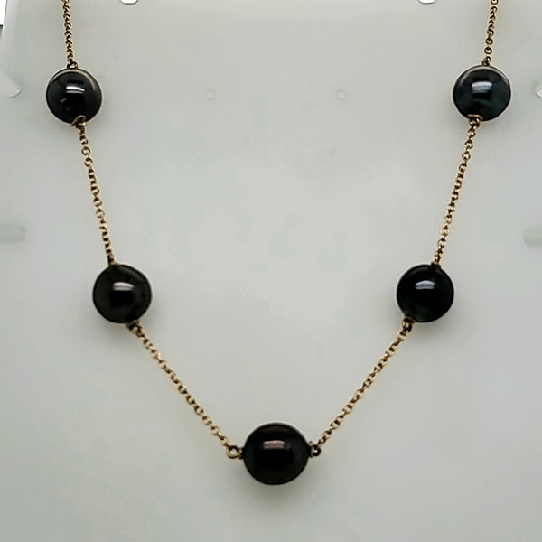 18kt Yellow Gold Black Tahitian Pearl By The Yard Necklace